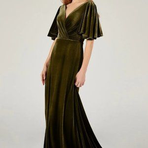 Dark Olive Velvet Formal Dress | Bridesmaid | Prom